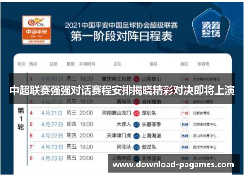 中超联赛强强对话赛程安排揭晓精彩对决即将上演 中超联赛强强对话赛程安排揭晓精彩对决即将上演