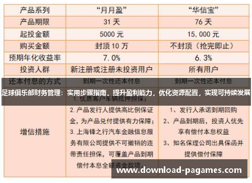 足球俱乐部财务管理:实用步骤指南,提升盈利能力,优化资源配置,实现可持续发展 足球俱乐部财务管理:实用步骤指南,提升盈利能力,优化资源配置,实现可持续发展